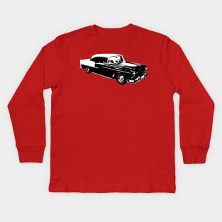 1955 Chevy Belair B&W Kids Long Sleeve T-Shirt